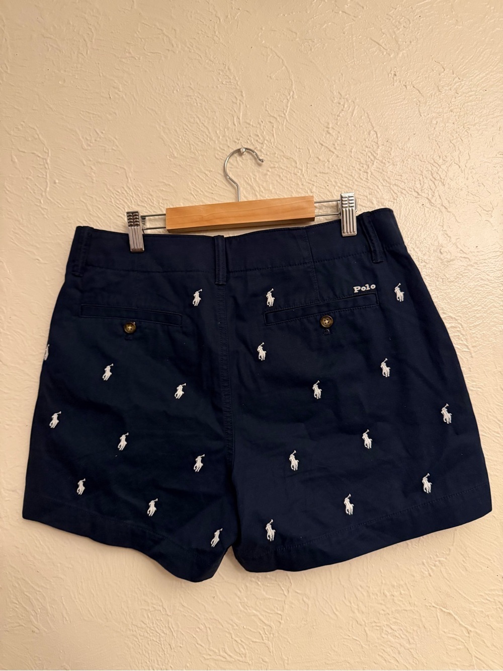Ralph Lauren Navy Blue Polo Player Embroidered Women’s Shorts - Picture 3 of 10